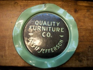 Vintage Enamelware Advertisement Ashtray Quality Furniture Co Jefferson Detroit - Bild 1 von 3