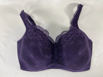 Бюстгальтер на косточках женский Torrid Curve полное покрытие с подкладкой фиолетовый цветочный кружевной размер 38G - Изображение 1 из 4