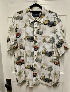 North River Outfitters Button Down Shirt Mens XXL White Vintage Cars Beach - Picture 1 of 4