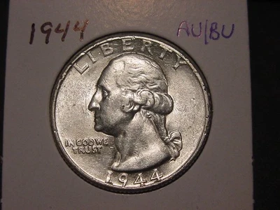 1944 WASHINGTON QUARTER AU BU POPULAR DATE FREE SHIPPING - Image 1 of 2
