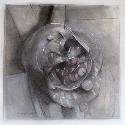 Bellas Artes Cubismo Artista Original Firmado Estilo Cubista Payaso Retrato Listado Artista Foto 1 de 4