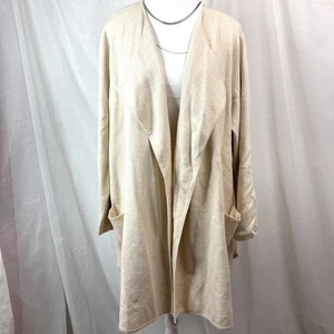 Autograph Beige Open Knit Cardigan XL Midi Pockets Bohemian Lagenlook Resort - Picture 1 of 9