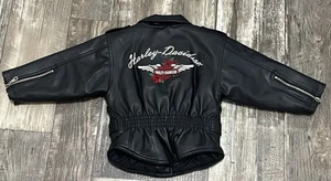 Harley Davidson Jacket Toddler Size 3T Faux Leather Motorcycle Roses Y2K - Picture 1 of 12