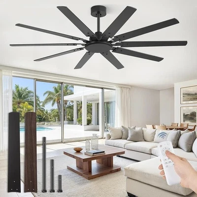 Fanbulous 65 Inch Ceiling Fan Without Light, Ceiling Fan No Light With Remote - Image 1 of 4