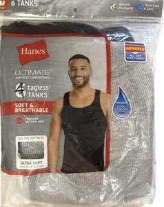 Herren Hanes Medium ultimativ weich atmungsaktiv Tank Unterhemd 4 (3 grau 1 schwarz) - Bild 1 von 7