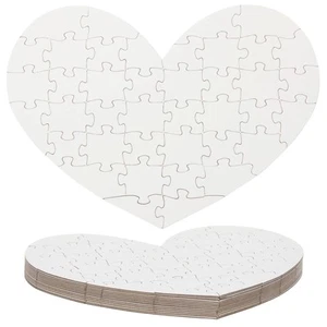 Set of 12 Heart Shaped Blank Jigsaw Puzzles to Draw On for Valentine's, DIY C... - Picture 1 of 7