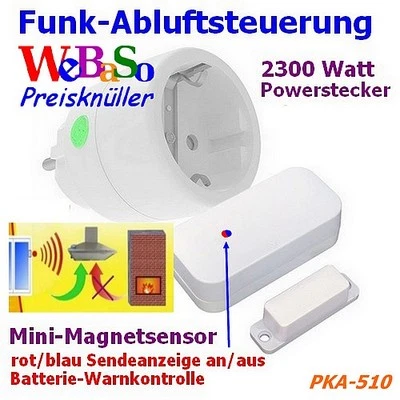 DIW-FUNK Funk-Abluftsteuerung Komplett-Set mit Funkstecker und Fensterkontakt-PKA-510