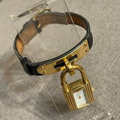Reloj HERMES Kelly Candado Cuarzo Marrón Mujer Vintage De JAPÓN con Caja Foto 1 de 4