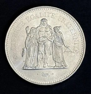 1976 France 50 Francs .900 fine Silver - .8680 oz ASW - Hercules - - Picture 1 of 4