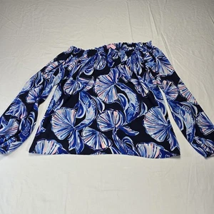 Lilly Pulitzer Lou Lou Top Bright Navy in Reel Life Med- $118 - Picture 1 of 9