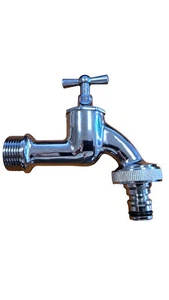 Auslaufhahn Wasserhahn  3/4 Zoll, poliert, mit Hahnstecker 290gr Messing - Bild 1 von 1
