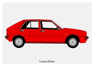 POSTER - LANCIA DELTA Red - (A4 A3 A2 sizes) Art Print Car RENDER - Picture 1 of 1