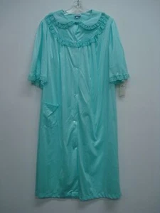 Vestido de nailon de brillo suave hecho en EE. UU. Lencería Nancy King talla 1X Aqua #669Q - Imagen 1 de 3