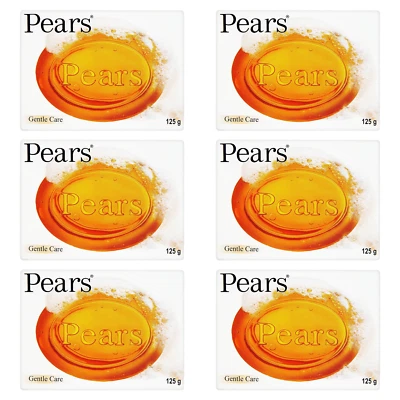 Pears Gentle Care Transparent Amber Bar Soap 125g Pack 6