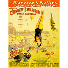 CIRCUS BARNUM BAILEY CONEY ISLAND WATER CARNIVAL CLOWN DIVE USA 30X40 CMS FINE A