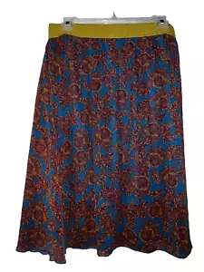 Nuevo LULAROE Mujer Talla XL Ciruela Mostaza Línea A Midi Floral Cintura Elástica Falda - Imagen 1 de 5