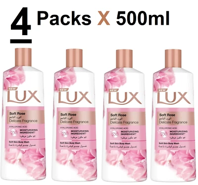 LUX Delicada FRAGANCIA Rosa Suave Baño Body Wash Gel de Ducha (Paquete de 4 x 500ml) Foto 1 de 4
