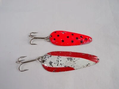 2 señuelos vintage de zorro azul aguamarina (1) 1/2 oz naranja (1) 3/4 oz rojo blanco K22 Foto 1 de 4