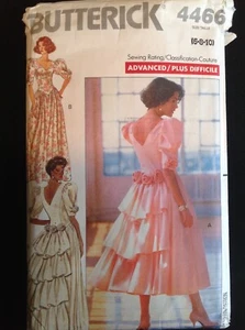 Pattern Butterick 4466, retro 80s dress, flower, ruffle, puffy sleeve! 6-10 - Picture 1 of 3