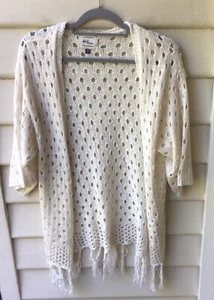 Cotton On Cream Jacket Open Knit S/M 10 12 Tassel Fringe Boho Festival As New - Picture 1 of 7