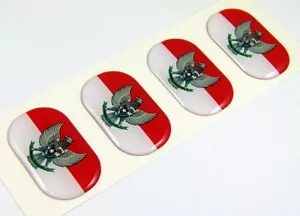 Indonesia midi domed decals flag 4 emblems 1.5"x1" Car bike stickers - Imagen 1 de 2