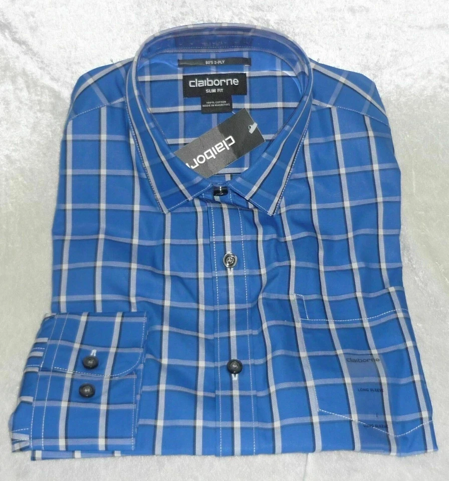 Camisa de vestir para hombre Claiborne calce ajustado manga larga talla S NUEVA Foto 1 de 1