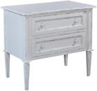 Nightstand Selena White Solid Wood Old World Distressing Tapered Legs 2-Drawers