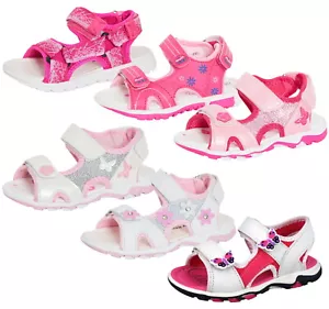 Girls Butterfly Sports Sandals Fully Adjustable Strappy Summer Shoes Holiday - Picture 1 of 64