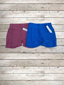 Women’s S/M Shorts Pockets 2 PAIR Yoga High Waist Anti-Cellulite Stretchy NWT - Picture 1 of 9