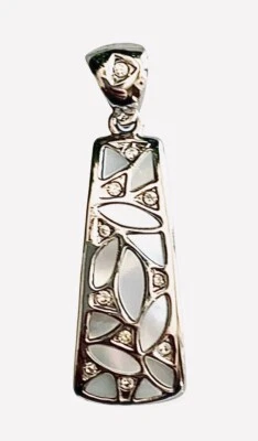 Lia Sophia “Wonderland” Rectangle Silver Tone Slide w/Mother of Pearl & Crystals - Image 1 of 3