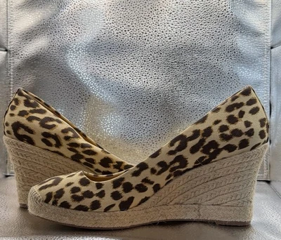J. Alpargata de lona Crew Leopard Cheetah Spot 3" tacón de cuña bomba F2027 7 Foto 1 de 4