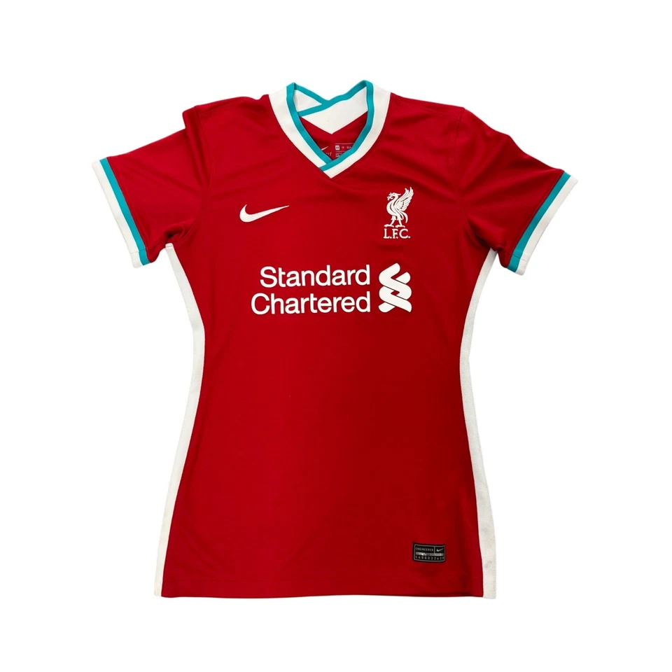Camisa de futebol Liverpool FC feminina XS vermelha Nike Dri-FIT padrão fretada - Imagem 1 de 4