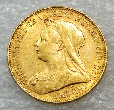 1901 M Gold Sovereign Queen Victoria AU/BU Great Luster in saflip #KC29 - Image 1 of 2