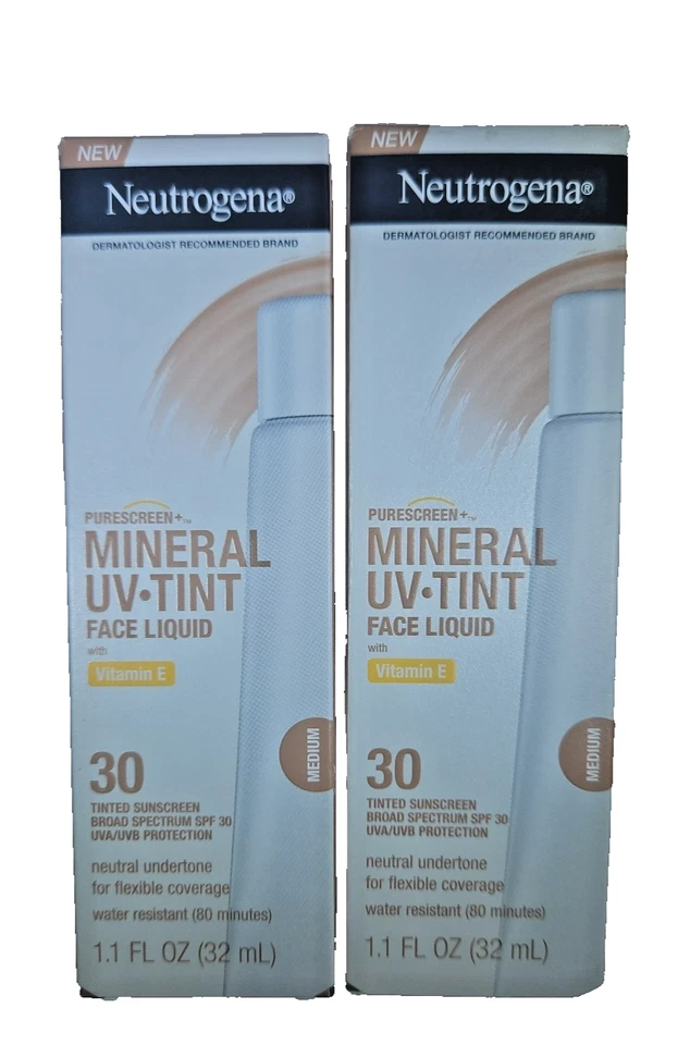 Paquete de 2 Neutrogena Pure Screen + Mineral UV Tinte Líquido Facial FPS 30 Medio 06/26 Foto 1 de 3