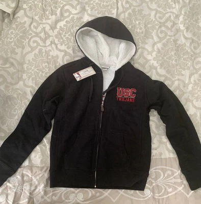 Nuevo Con Etiquetas USC Trojans Para Mujer S Peso Pesado Sherpa Forrado Cremallera Sudadera con Capucha Foto 1 de 4