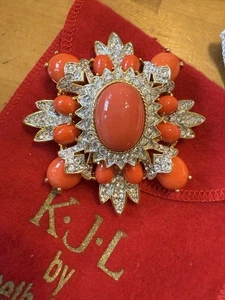 Kenneth Jay Lane KJL Koralle Renaissance Malteserkreuz Pin 3320 - Bild 1 von 6