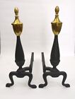 Vintage Brass Federal Style Fireplace Claw Foot Andirons 18.5 Classic Fireplace 