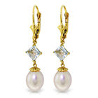 9.5 Carat 14K Solid Gold Love And Intrigue Aquamarine pearl Earrings