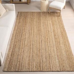 Rug 100% jute braided handmade reversible carpet rustic modern area Rugs