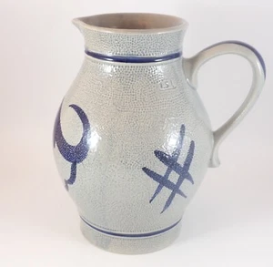 Vintage 1.5 L Gerzit Staffel Salt Glazed Pitcher Cobalt Blue / Gray West Germany - Picture 1 of 6