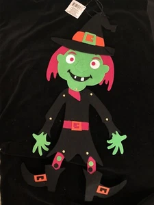 NEW HALLOWEEN 23" ARTICULATED FELT HANGING WITCH IN VIVID COLOR - Picture 1 of 3