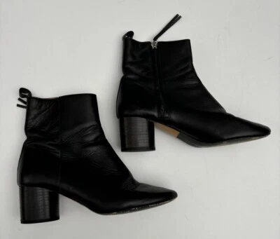 Botas Etoile Isabel Marant 38 Cuero Negro Punta Redonda Tacón Bajo EE. UU. 7 Foto 1 de 4