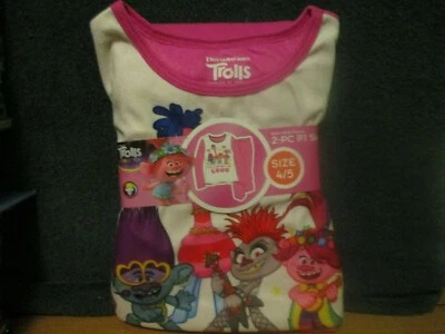 Juego de pijamas Dream Works Girl's Trolls World Tour talla 4/5 6/6X o 7/8 rosa Foto 1 de 3