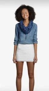 Abercrombie & Fitch White Lace Mini Skirt Women Youth Size L Tiered Layer Ruffle - Picture 1 of 12