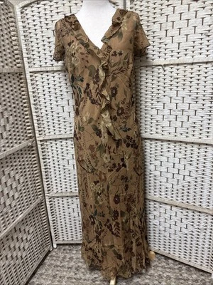 Nuevo Vestido CHARTER CLUB 12 Petite de Nogal Multi Floral de Seda para Mujer Foto 1 de 4