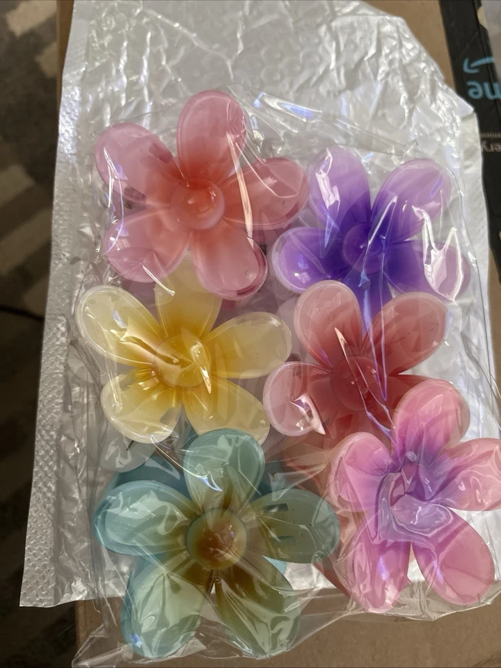 Hawaiian Flower Hair Clips 6 Pack Flower Hair Claw Clips - Image 1 of 1