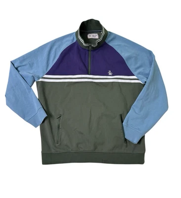 Sudadera Penguin Sport Cuello Verde Pullover 1/4 Cremallera Años 90 Y2K Adulto 2XL Foto 1 de 4