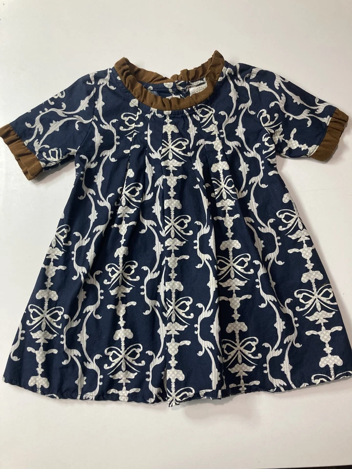 Vestido Persnickety bebê menina manga curta azul marinho 12 meses - Imagem 1 de 4
