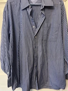 Tommy Hilifiger Button Down Dress Shirt Blue Striped 100% Cotton XL 16.5 34-35 - Picture 1 of 5