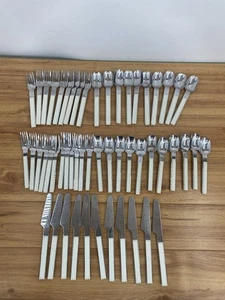 Sudo Noa Japan weiß Kunststoffgriff Edelstahl 53-teiliges Besteckset MCM Vintage selten - Bild 1 von 24